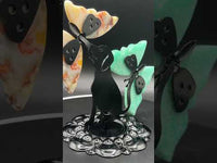 Assorted Natural Crystal Butterfly Wings with Decorative Dog Metal Stand
