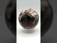 Green & Pink Flower Agate Sphere with Druzy