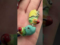 Colorful Ceramic Bird Bead Strand – Hand Painted Glazed Novelty Birds – Jewelry Making & Craft Supplies