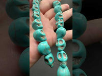 Turquoise-Style Skull Bead Strand – Carved Skull & Round Beads for Jewelry Making
