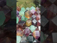 Rainbow Fluorite Tetradecahedron Shaped Tumbles