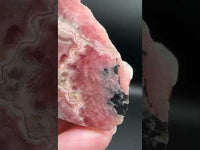 Natural Rhodochrosite Slab #11 – Pink Banded Patterns, Orb Formations & Matrix