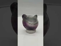 Cat Head Shape Rainbow Fluorite Bowl Carving #5