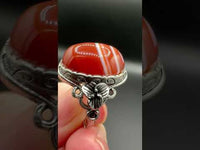 Vintage Style Carnelian Stainless Steel Adjustable Ring #4