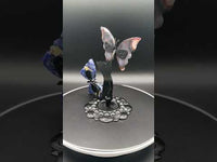 Assorted Natural Crystal Butterfly Wings with Decorative Cat Metal Stand