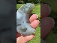 Moss Agate Carved Moon #5