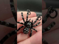 Black Rhinestone Spider Pendant Charm – Gothic Halloween Jewelry Making Supply