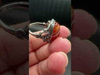 Vintage Style Carnelian Stainless Steel Adjustable Ring #7