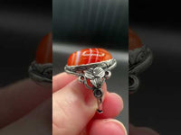 Vintage Style Carnelian Stainless Steel Adjustable Ring #6