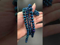 Metallic Midnight Blue Faceted Glass Rondelle Bead Strands – Mixed Sizes for Jewelry Making
