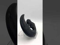 Silver Sheen Obsidian Moon With Snowman Carving