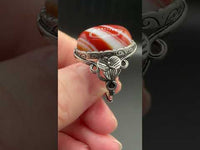 Vintage Style Carnelian Stainless Steel Adjustable Ring #10