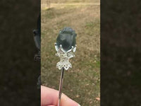 Fluorite Rose Silvertone Metal Hairpin/Scepter #9