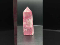 Rhodochrosite Four-Sided Tower #1 – Rose Pink and Cream Polished Crystal Point