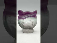 Cat Head Shape Rainbow Fluorite Bowl Carving #1