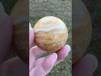 Yellow Calcite Stripe Sphere #7