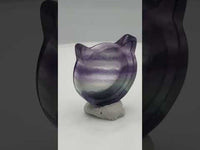 Cat Head Shape Rainbow Fluorite Bowl Carving #3