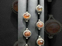 Natural Rutile Quartz Adjustable Stainless Steel Ring – Oval Cabochon – Golden Rutilated Quartz