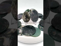 Moss Agate Round Polished Slices, Set of 3