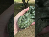 Large Green Jade Dragon Head Carving