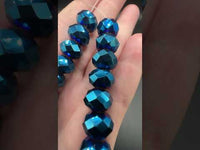 Metallic Midnight Blue Faceted Glass Rondelle Bead Strand – Jewelry Making Beads