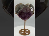 Large Amethyst Dendritic Agate Heart with Stand #3