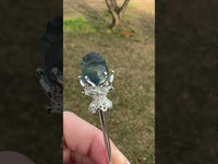 Fluorite Rose Silvertone Metal Hairpin/Scepter #10