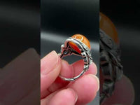 Vintage Style Carnelian Stainless Steel Adjustable Ring #5